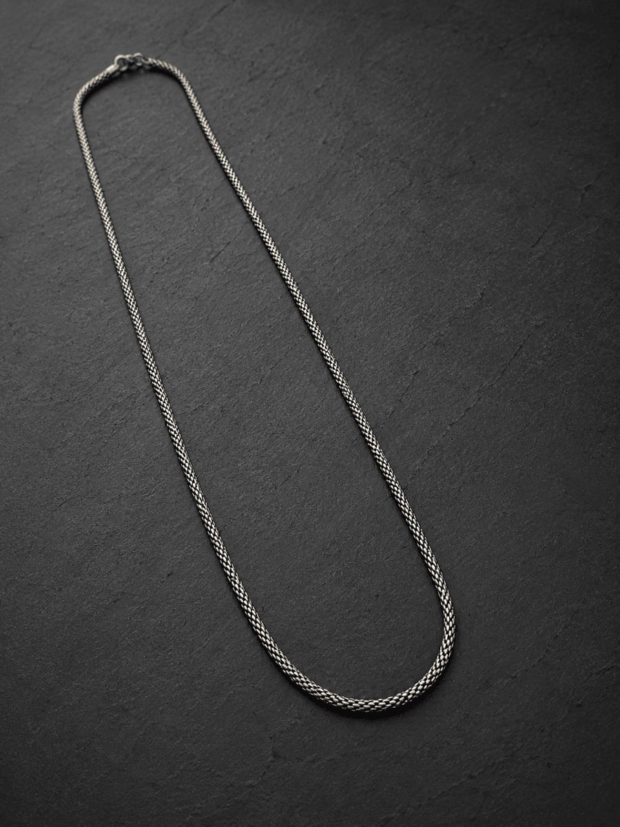 Flat Mesh Tube Silver Chain